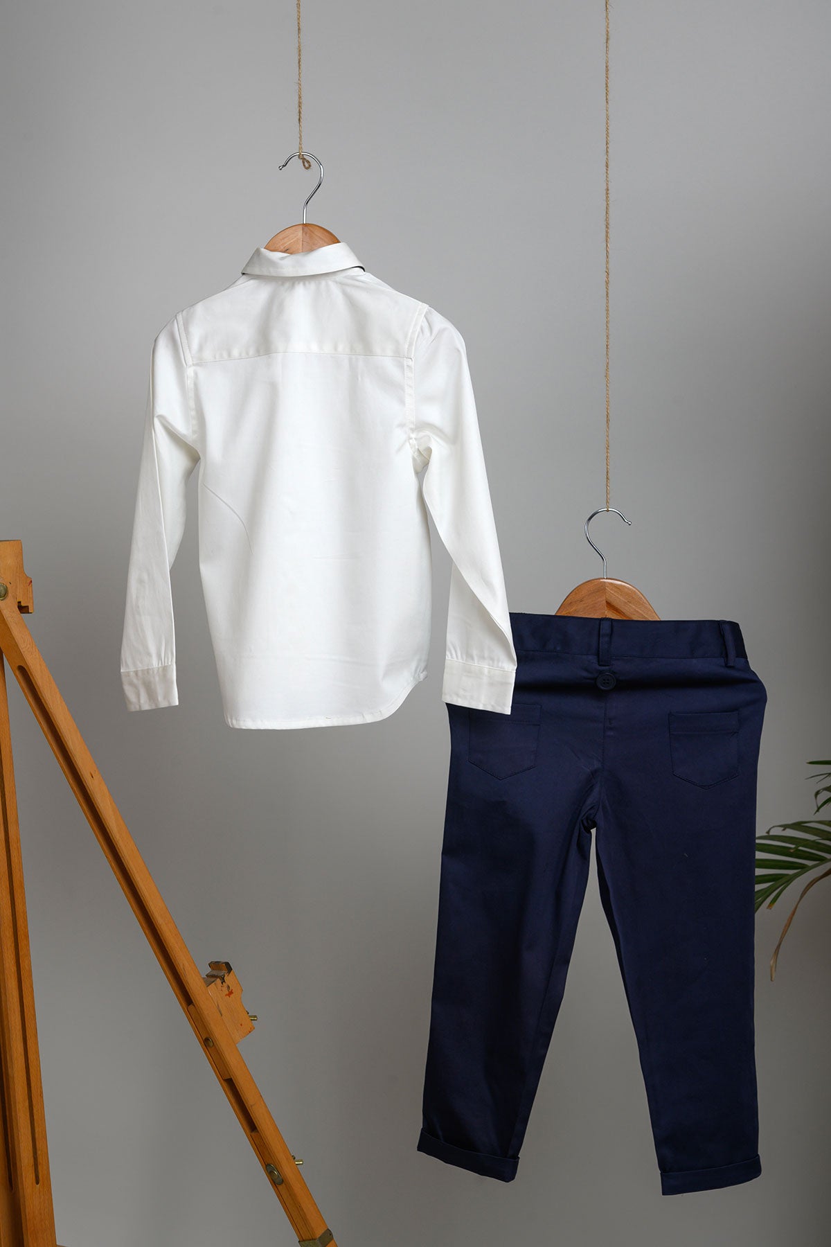 Raja Pants, Shirt, Bow and Suspenders Set - Navy