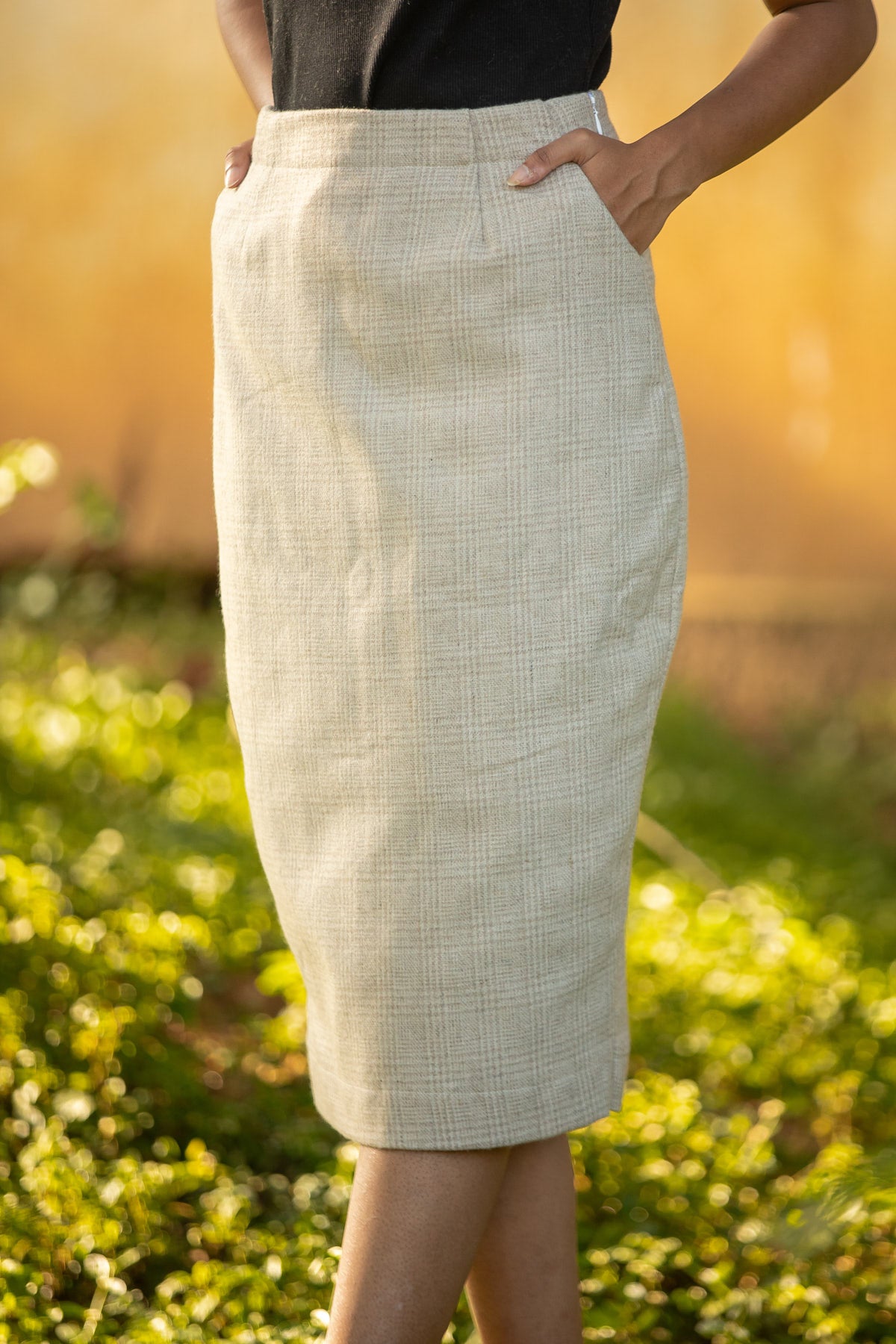 Lara Beige Wool Skirt