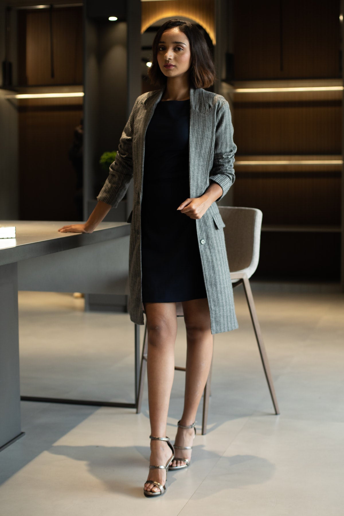 Lauren Grey Herringbone Wool Overcoat