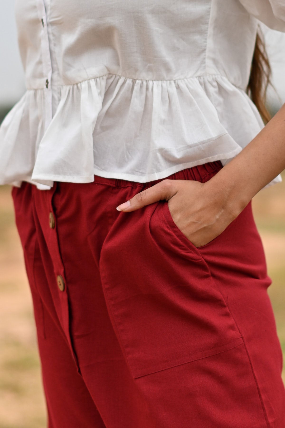 Annie Maroon Button Down Skirt