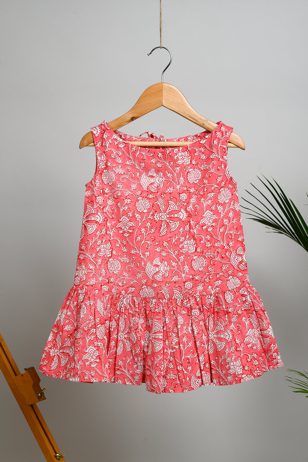 Pepo Coral Block Print Dress for Kids