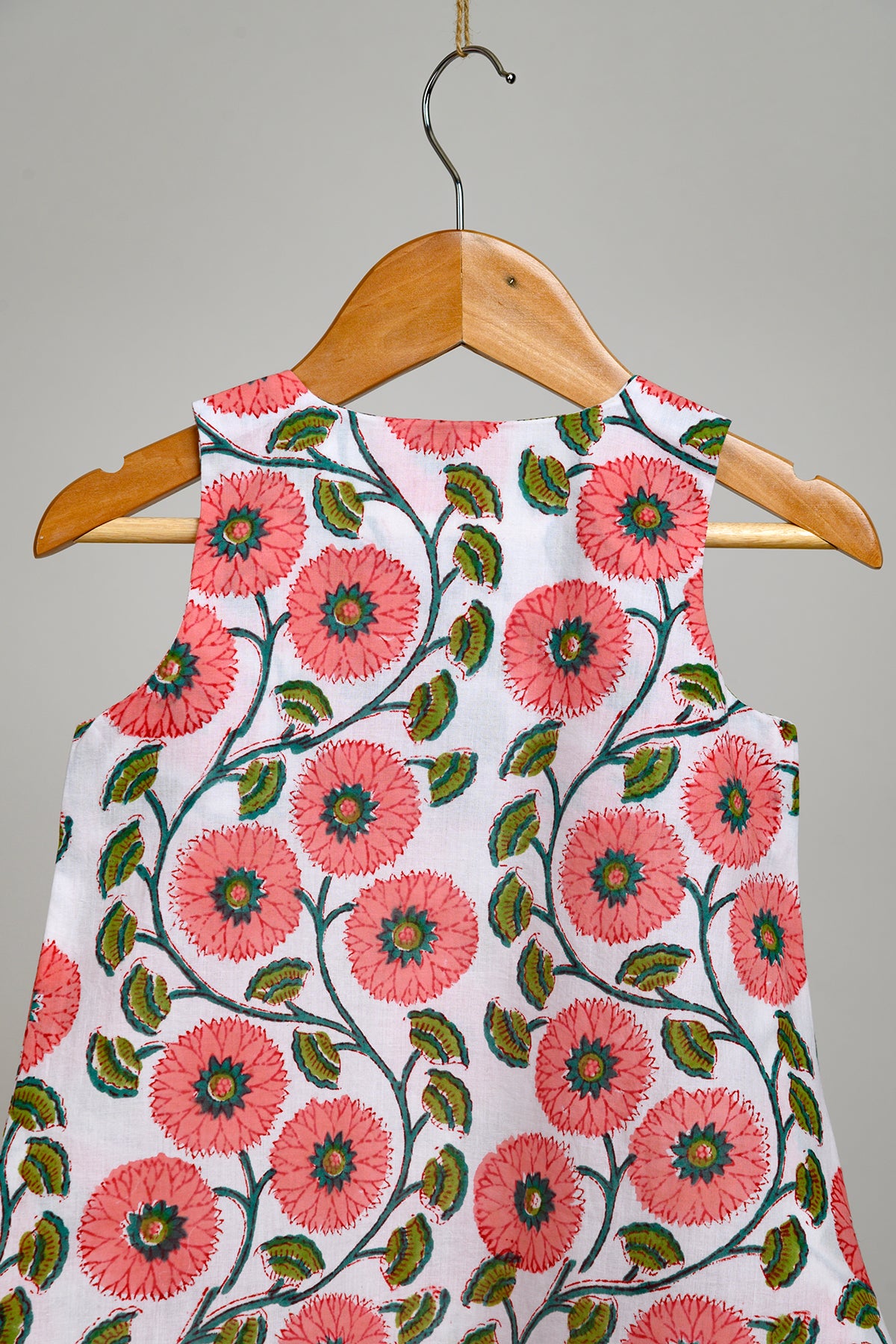 Boba Red Flower Block Print Dress for Kids