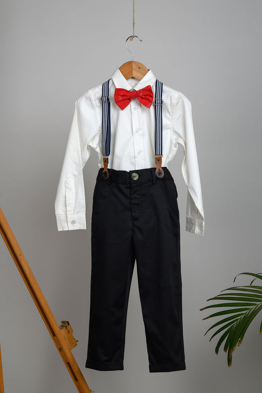 Raja Pants, Shirt, Bow and Suspenders Set - Black