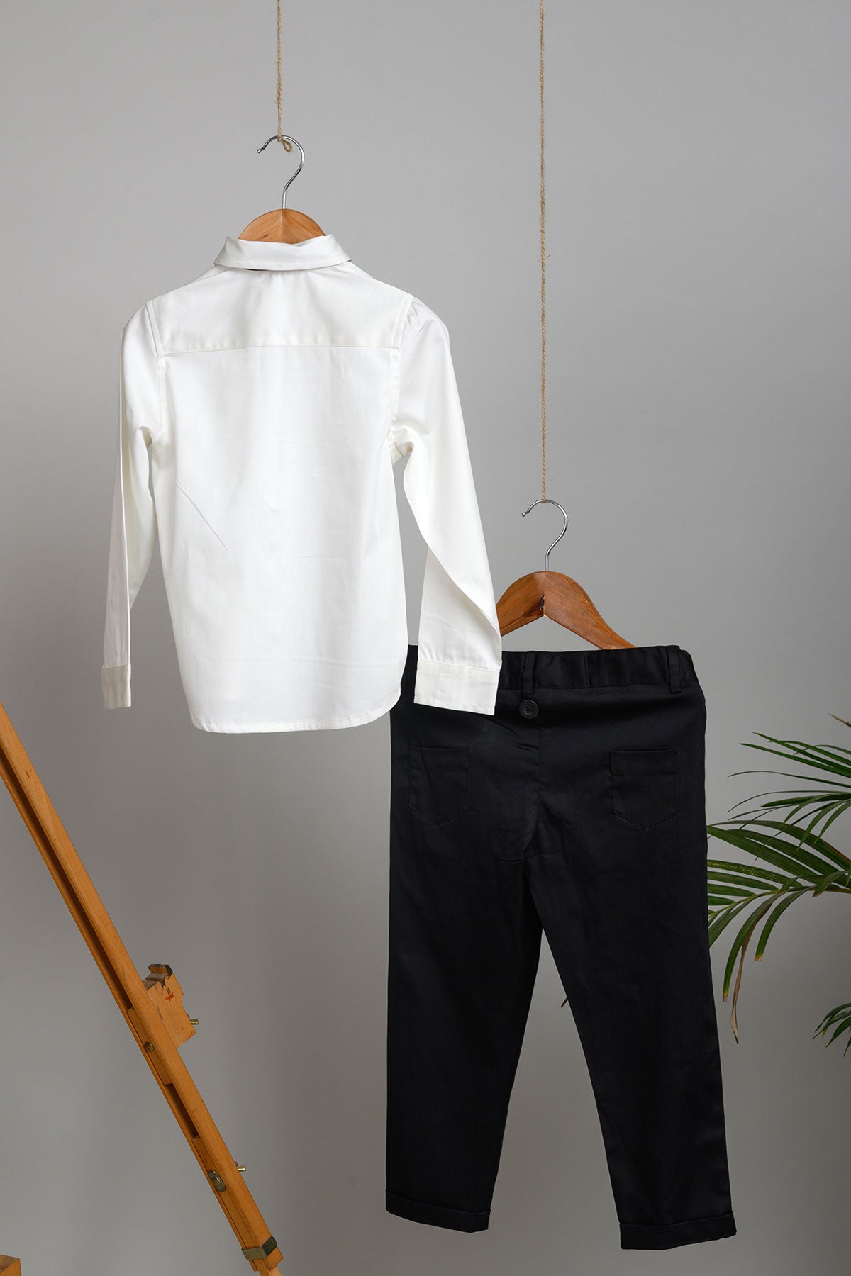 Raja Pants, Shirt, Bow and Suspenders Set - Black