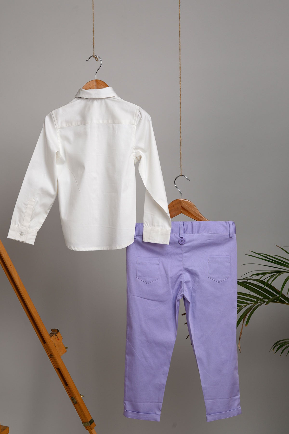 Raja Pants, Shirt, Bow and Suspenders Set - Lavender
