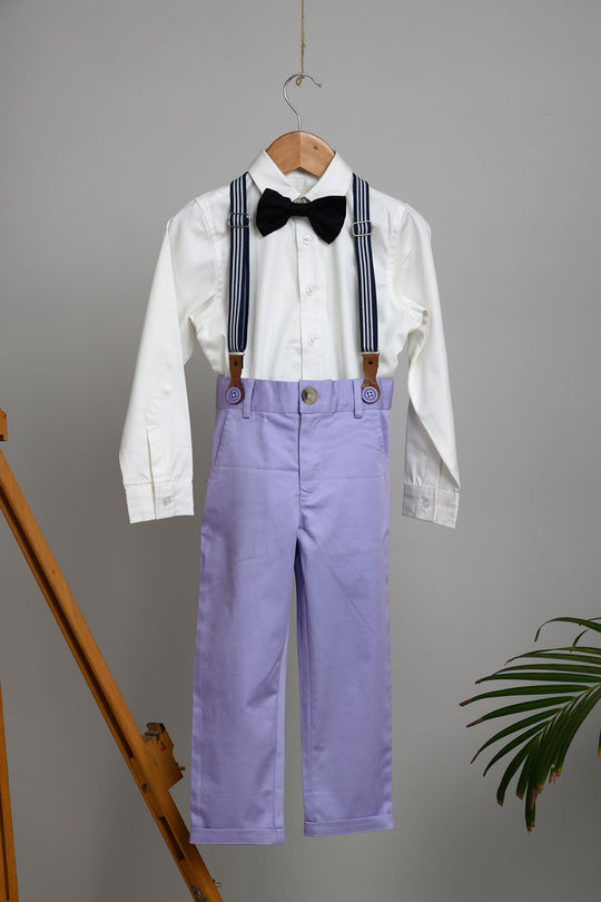 Raja Pants, Shirt, Bow and Suspenders Set - Lavender