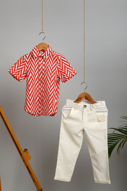 Bittu Pants and Blockprint Shirt Set