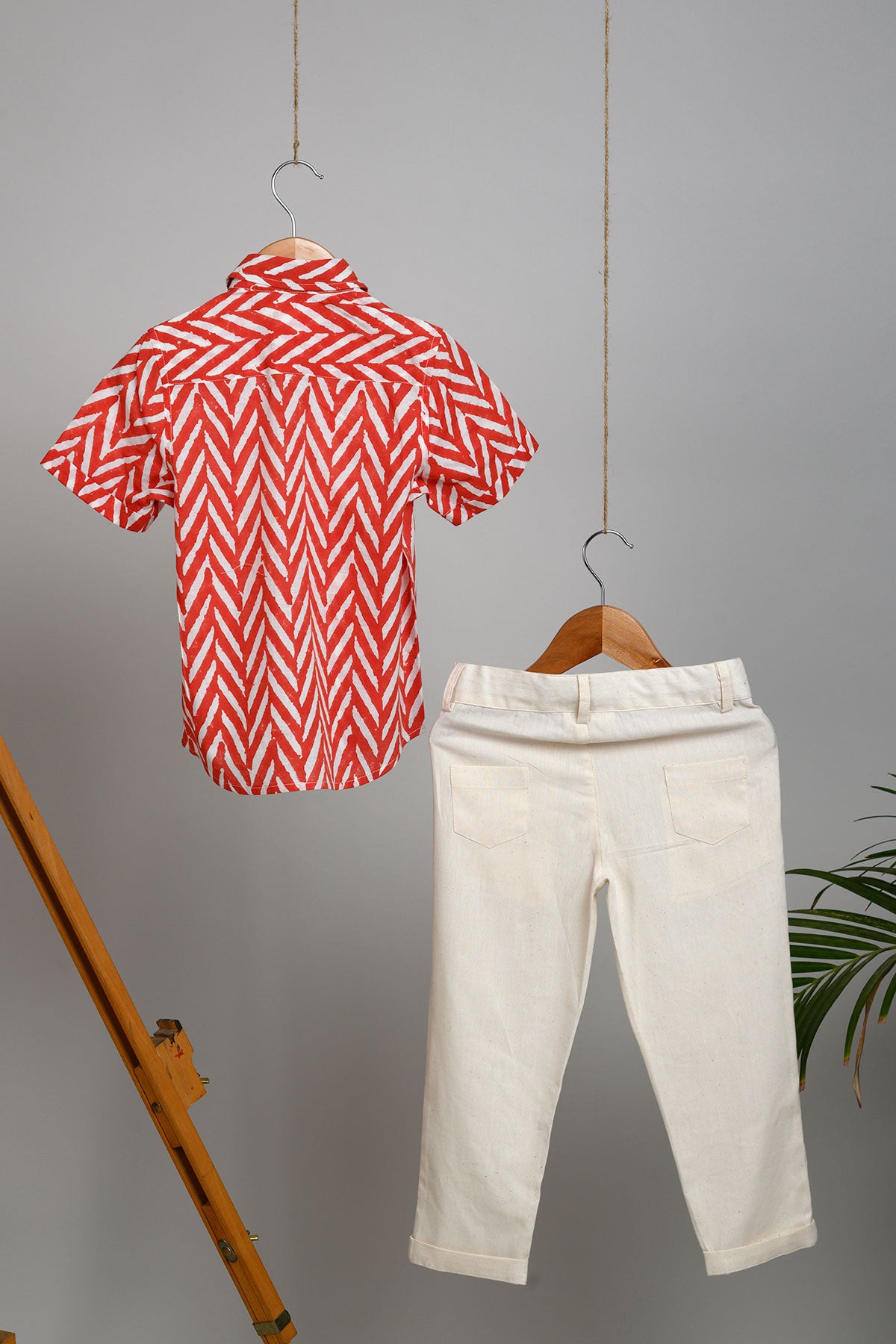 Bittu Pants and Blockprint Shirt Set