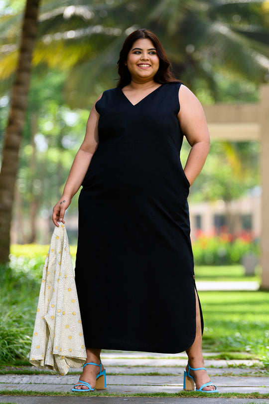 Iris black dress with shrug - Black