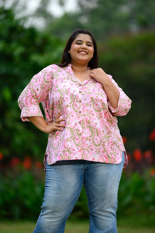 Rylie Block Print Shirt - Pink