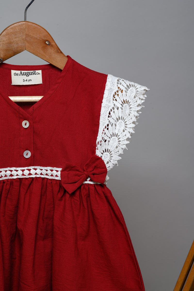 Dia Lace & Bow Dress - Red – The August Co.