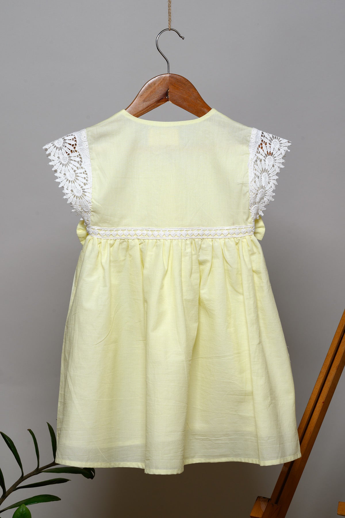 Dia Lace & Bow Dress - Yellow