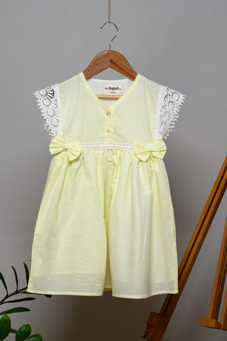Dia Lace & Bow Dress - Yellow