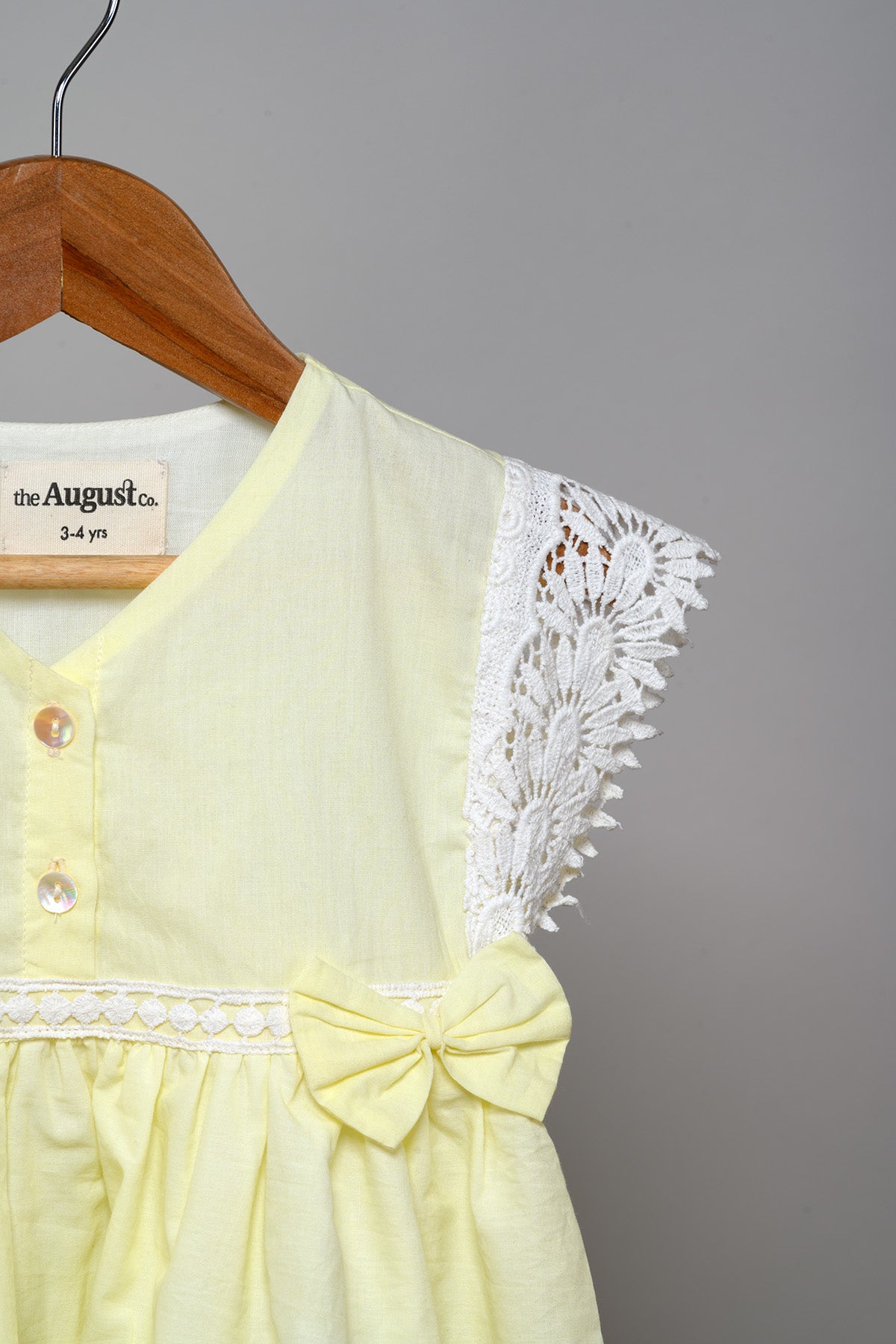 Dia Lace & Bow Dress - Yellow