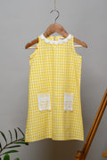 Nikki Checks & Lace Dress - Yellow