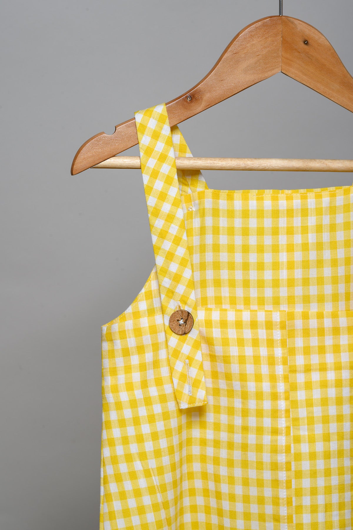 Tashu Checks Adjustable Dungaree - Yellow