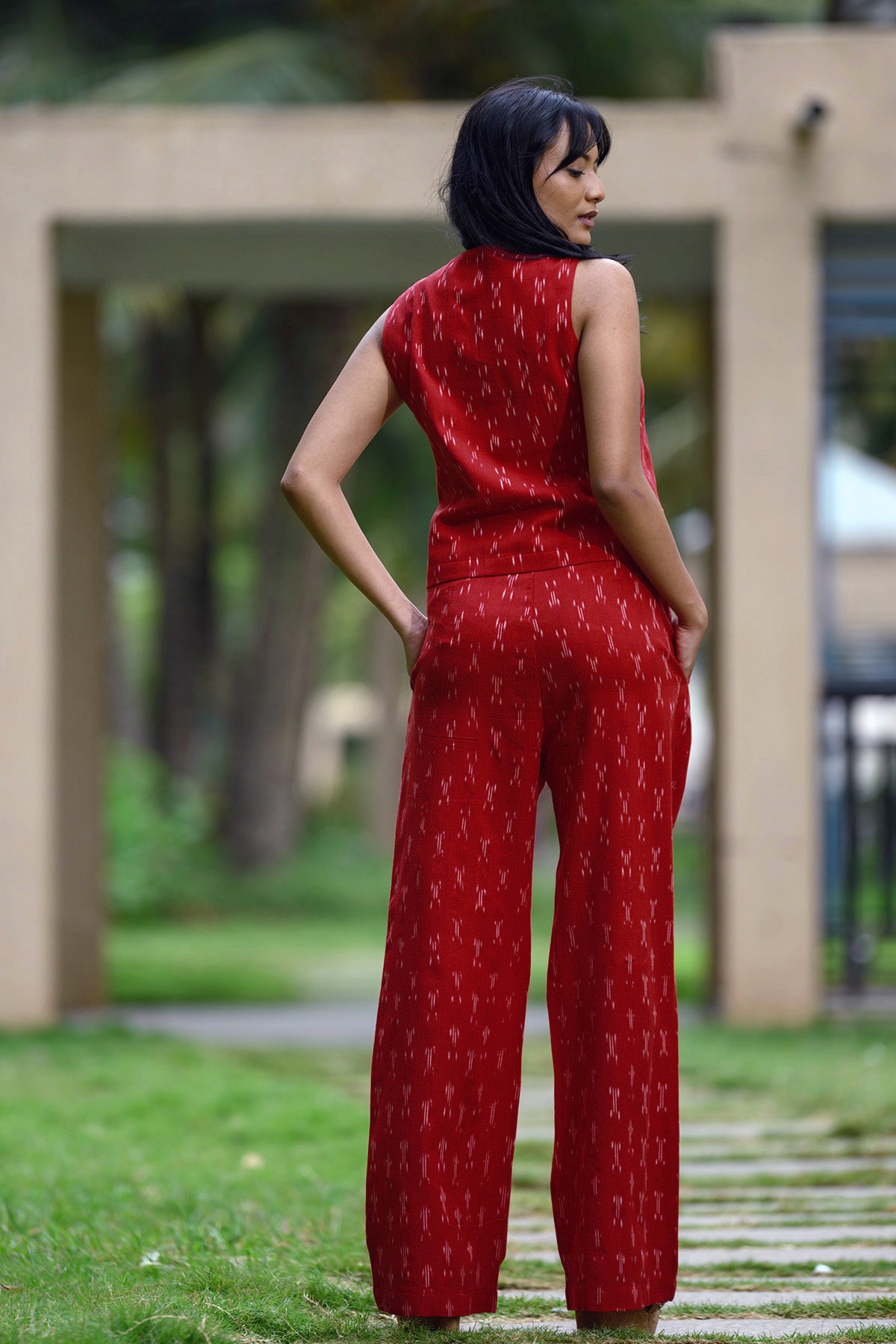 Amber Co-ord Set - Red Ikat