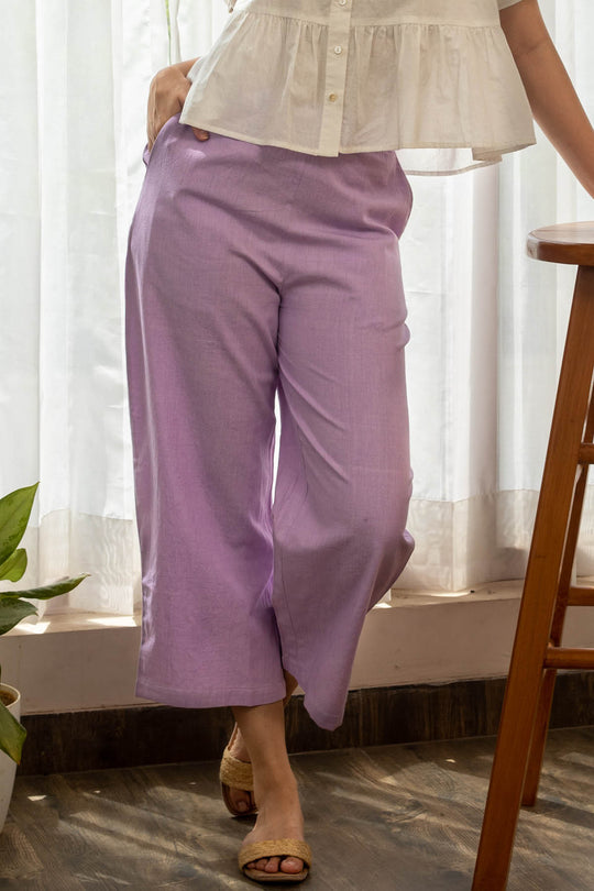 Rosalie Cotton Straight Pants - Lilac