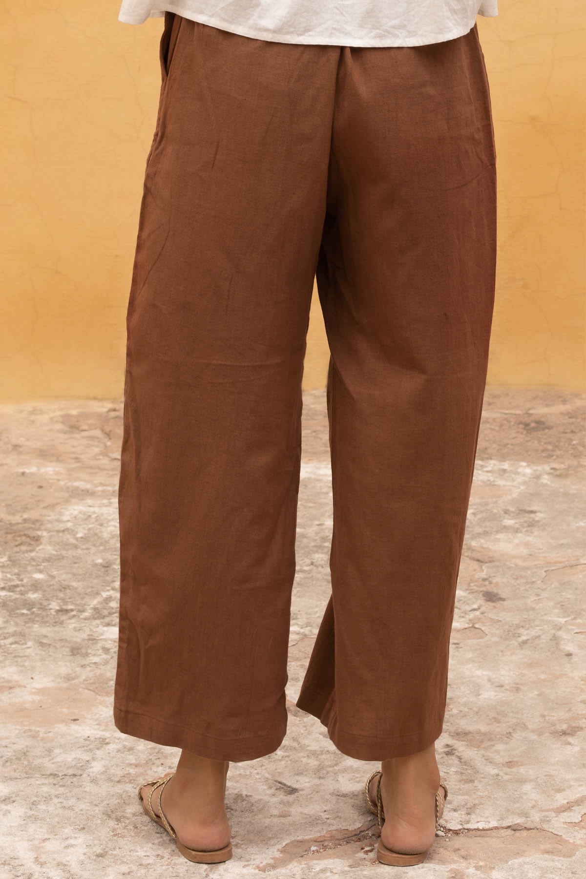 Rosalie Cotton Straight Pants - Brown