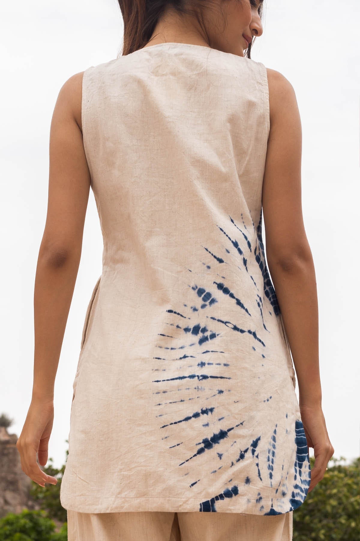 Nadia Cotton Shibori Short Kurta and Pleated Pants - Set