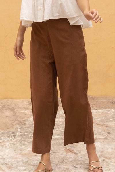 Rosalie Cotton Straight Pants - Brown – The August Co.