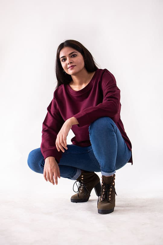 Quinn Maroon Oversized Warm Pullover
