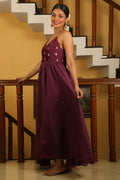 Arya Strappy Gathered Maxi - Wine