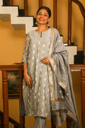Meera Round Neck Kurta - Grey