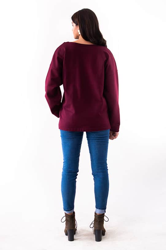 Quinn Maroon Oversized Pullover back view