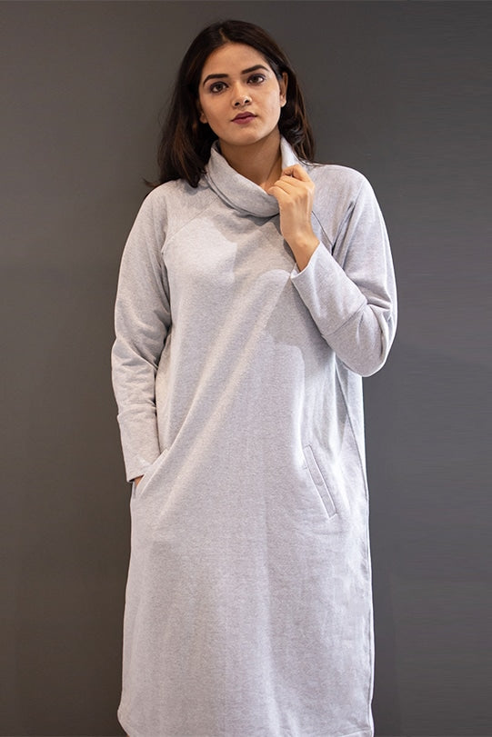 Hailey Grey Warm Pullover Dress front view-2