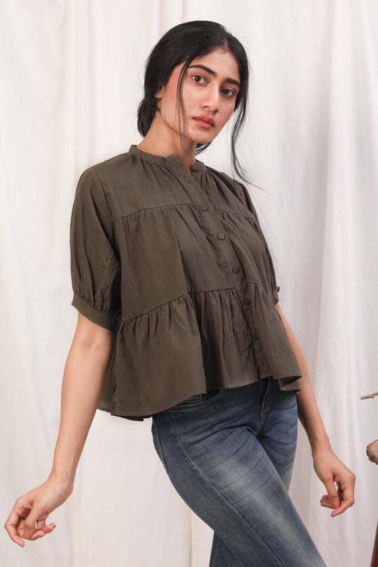 Charlie Tiered Top - Brown