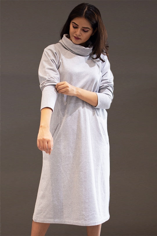 Hailey Grey Warm Pullover Dress front view-1