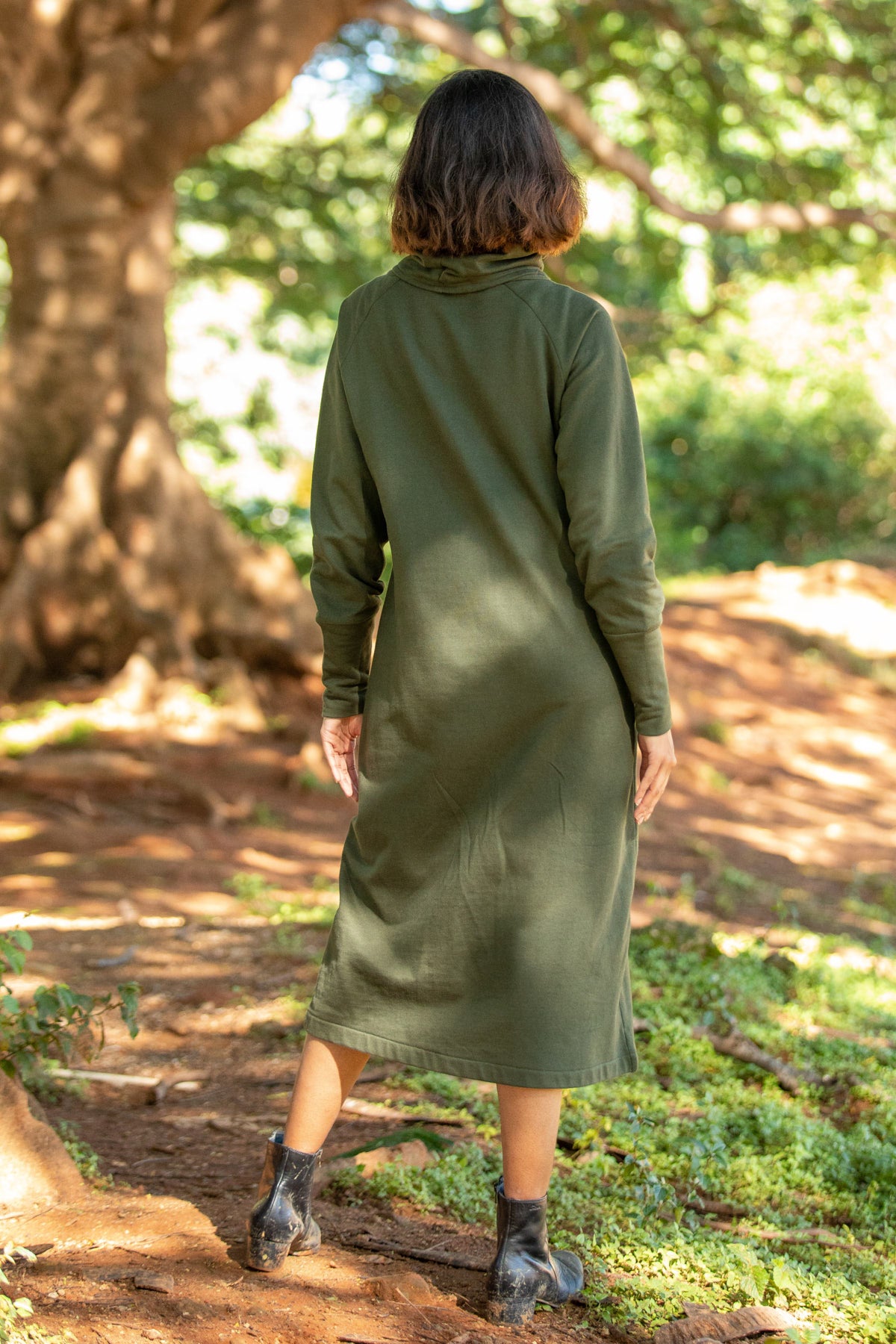 Hailey Pullover Dress for Winter - Olive Green