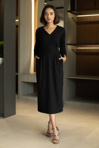Aurora Slit Maxi Dress for Winter - Black