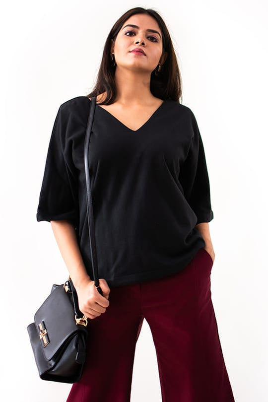 Josie Black Boxy Kimono Warm Top