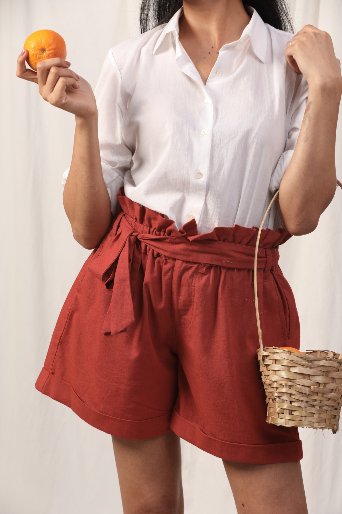 Micah Ivory Shirt and Burnt Orange Shorts - Set