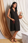Clare Black Wrap Vest Dress