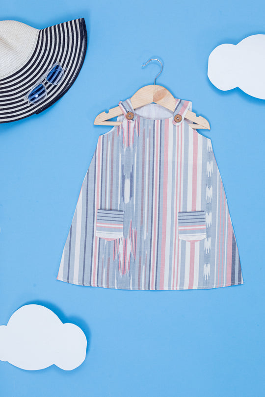 Boba Grey Organic Ikat Dress for Kids