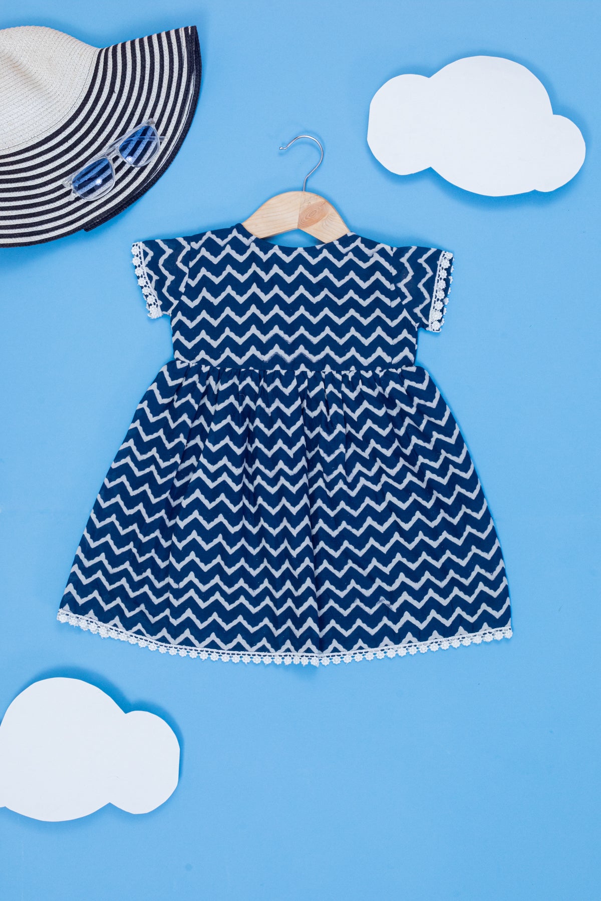 Nemo Waves Block Print Wrap Dress for Kids