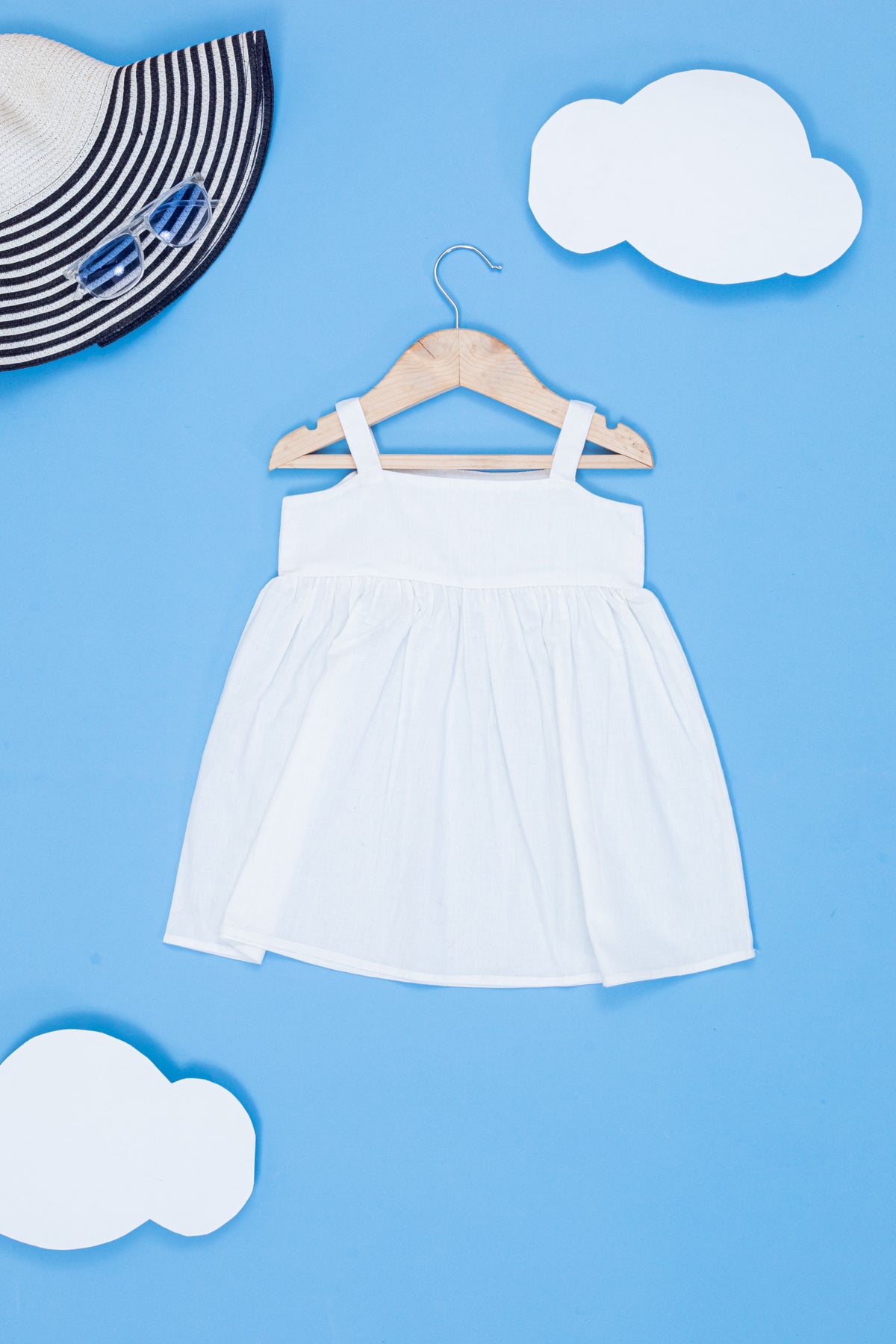 Candy White Cotton Bow Dress for Kids