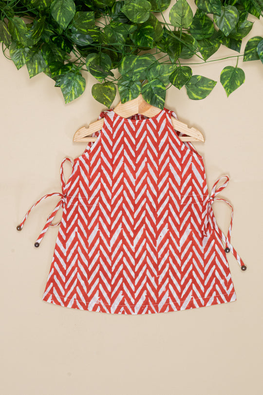Bubbles Rust Block Print Dress for Kids