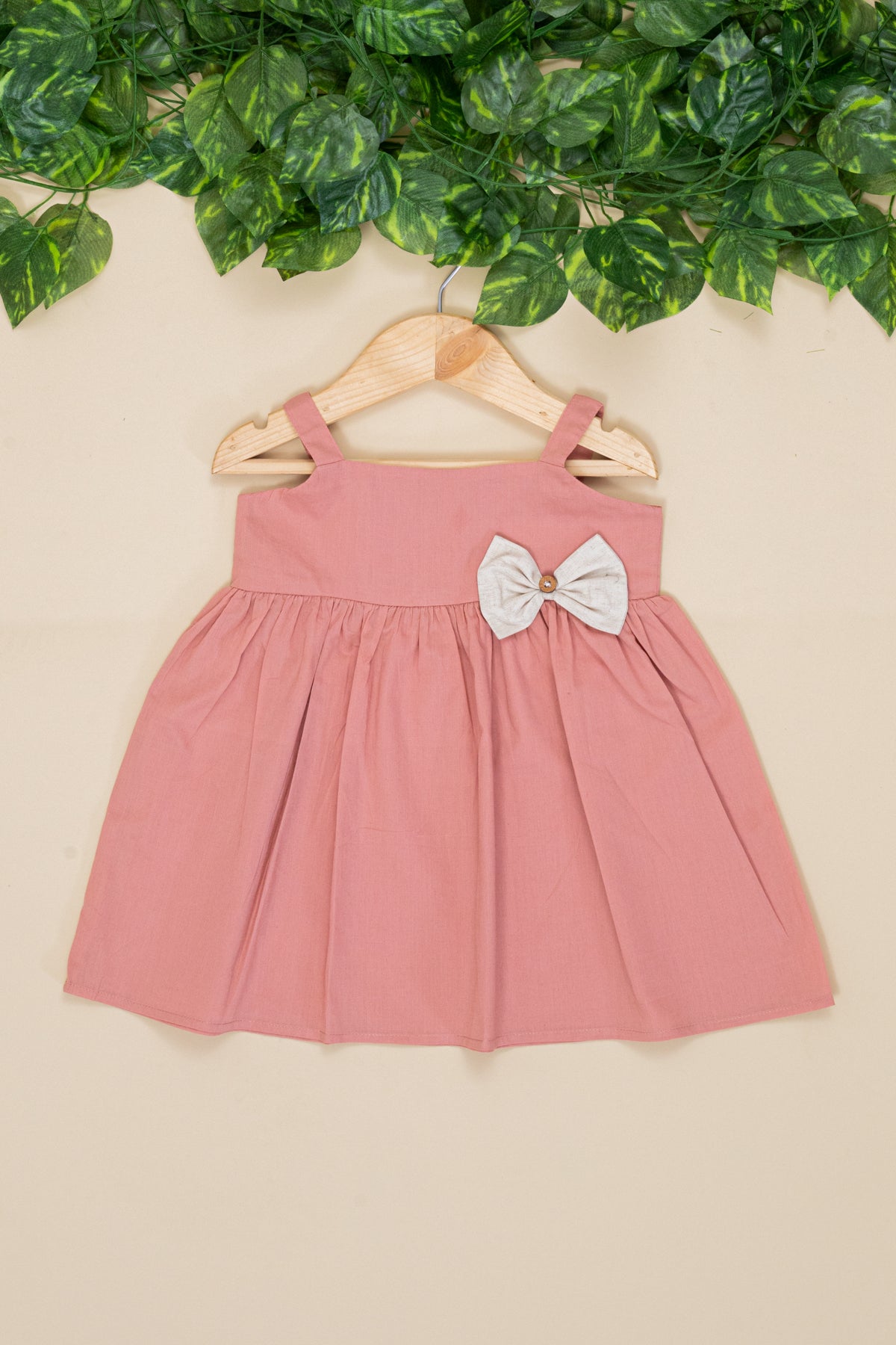 Candy Blush Cotton Bow Dress for Kids