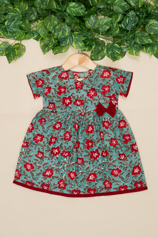 Nemo Teal Block Print Wrap Dress for Kids