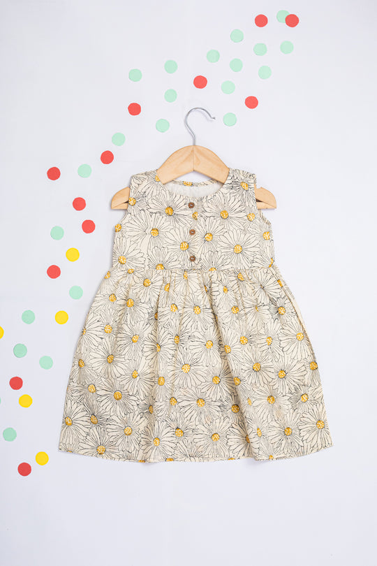 Jelly Sunflower Block Print Dress for Kids