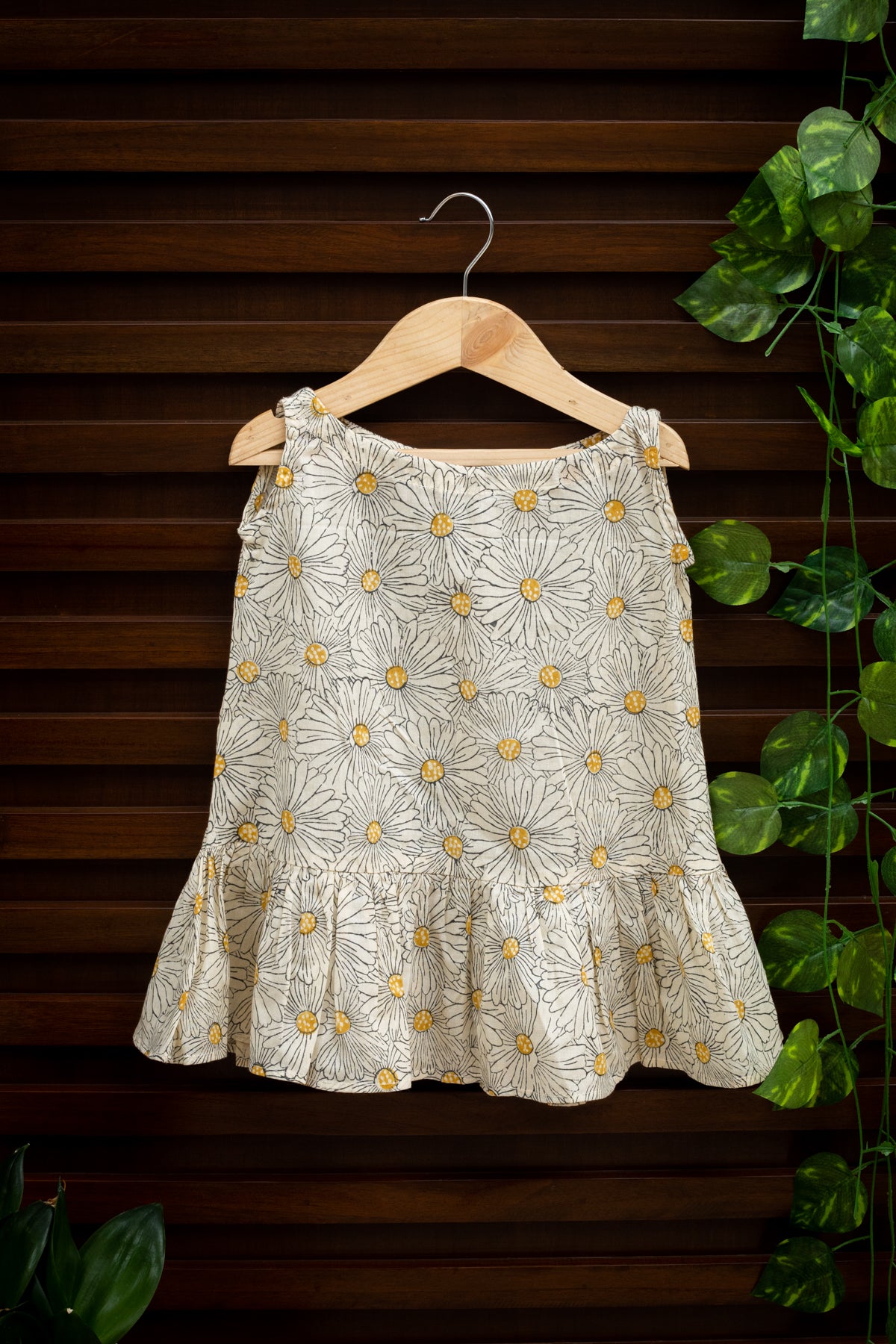 Pepo Sunflower Block Print Dress for Kids