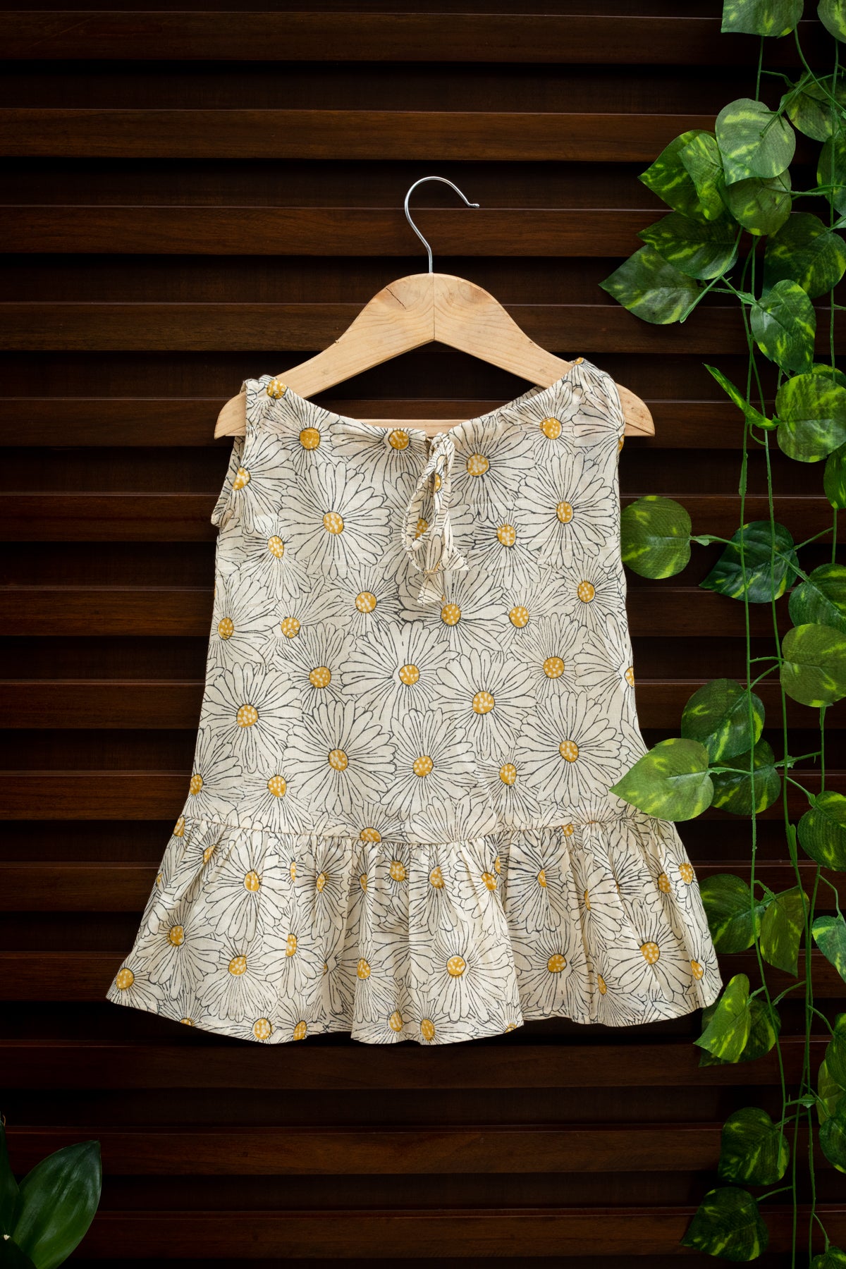 Pepo Sunflower Block Print Dress for Kids