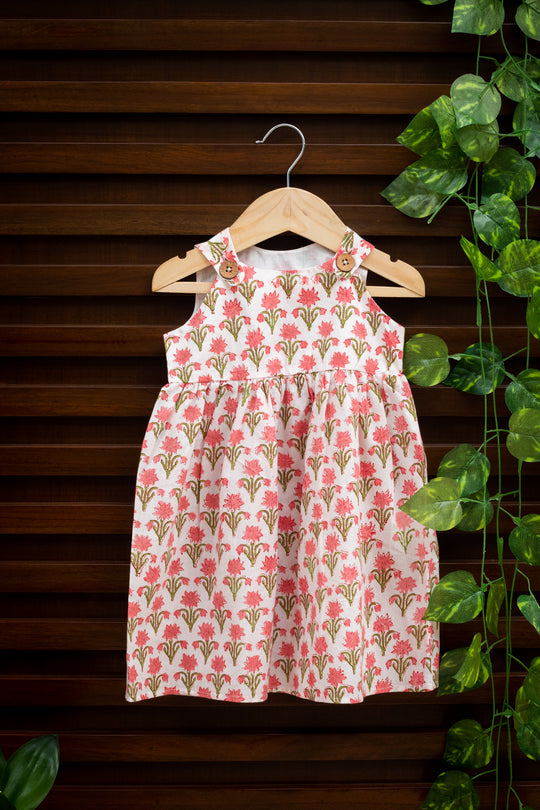 LoLo Red Block Printed Flap Dress for Kids