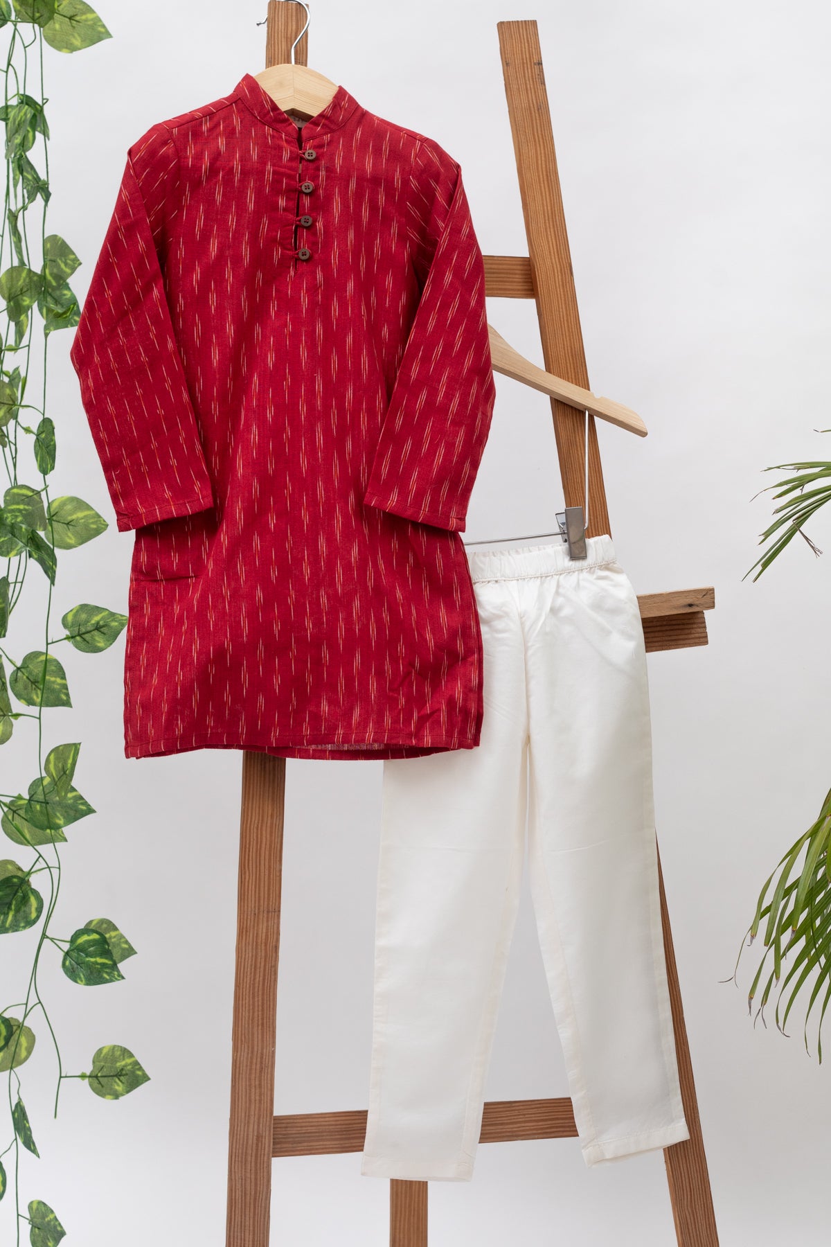 Veer red ikat kurta and pants for Boys-set