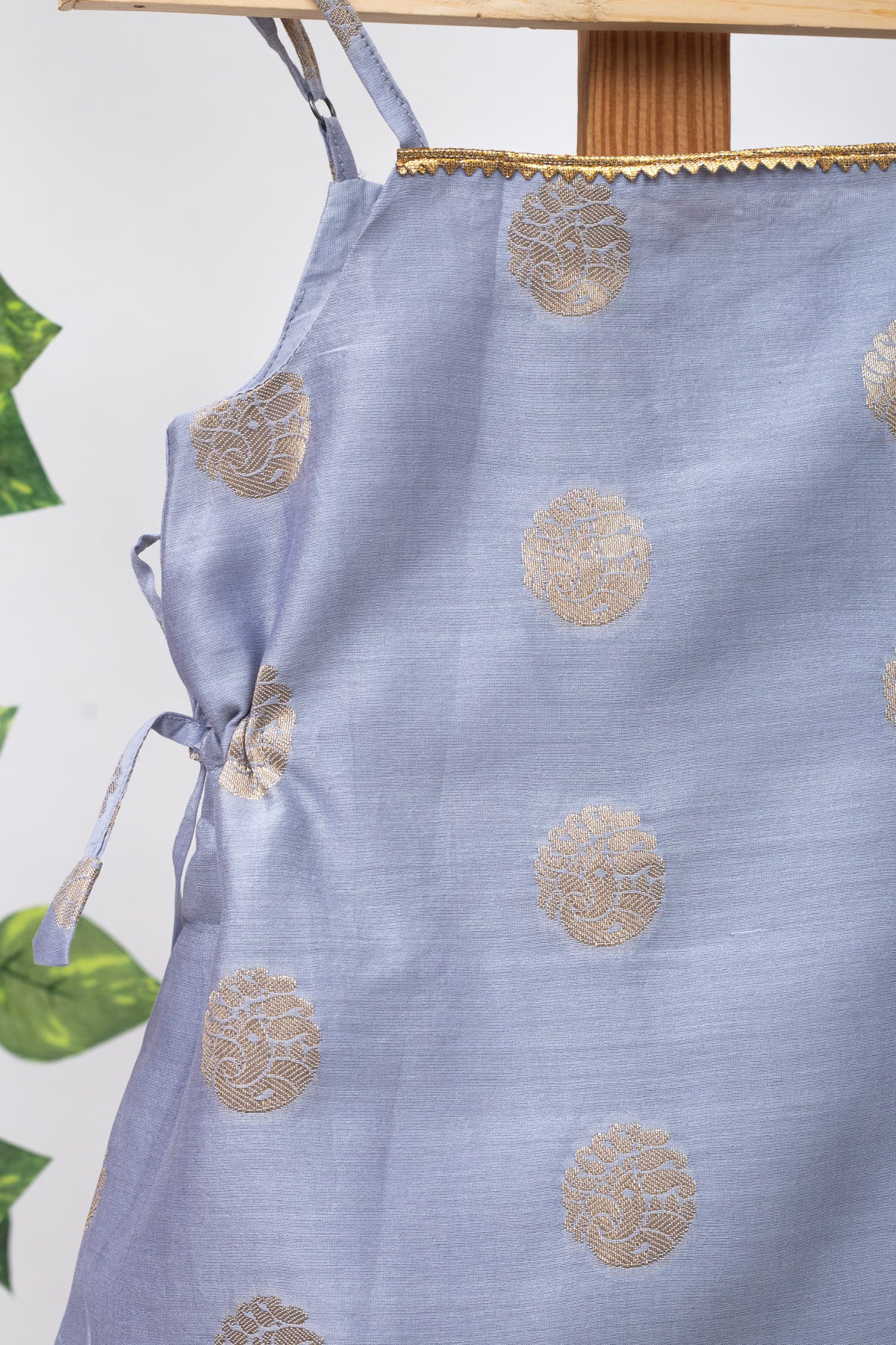 Kiki Grey Chanderi  Silk Lehenga Set - Girls