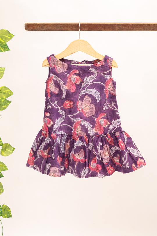 Pepo Purple Block Print Dress for Kids